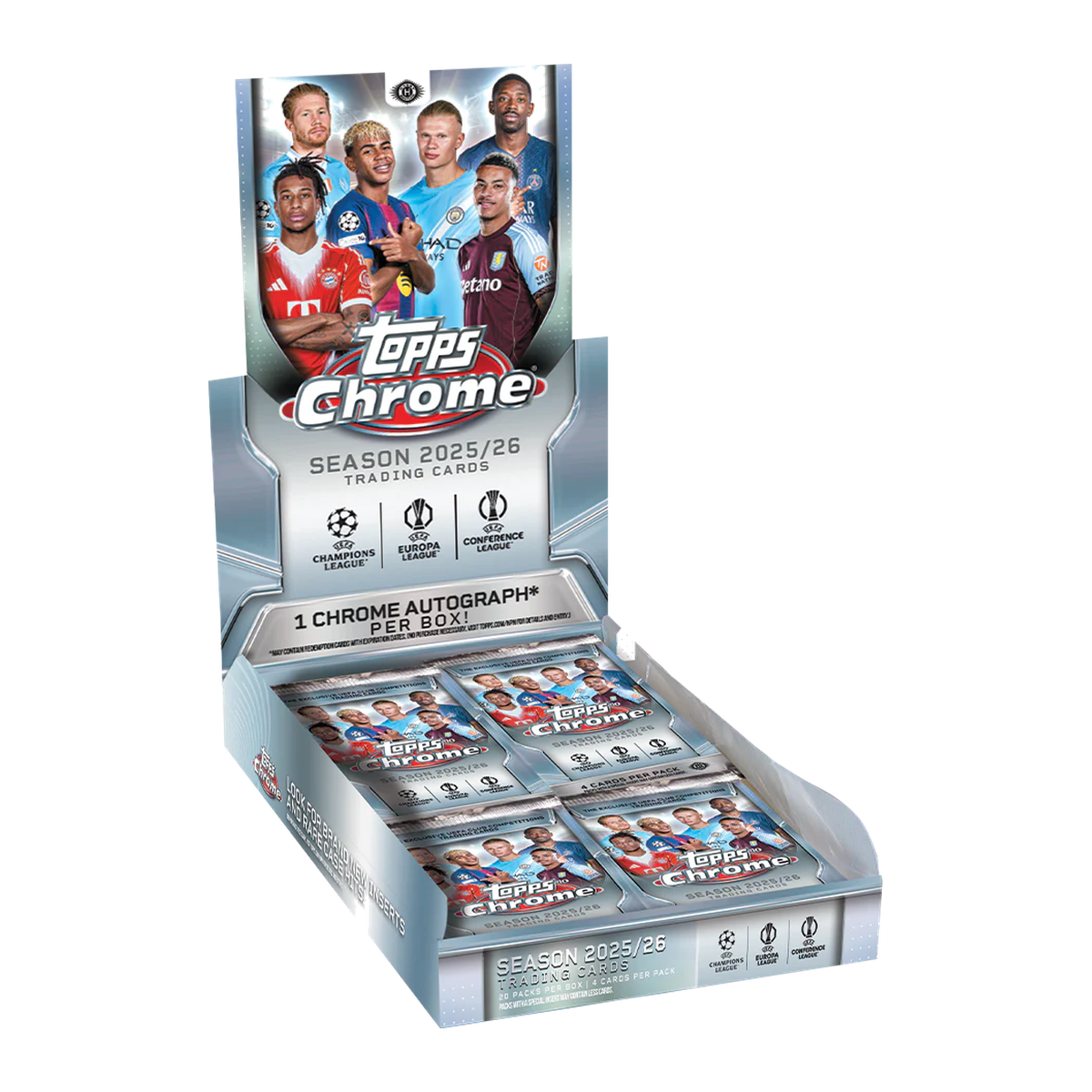 topps_chrome_uefa_2025_26_value_box_display_scontornato_reale Topps Chrome UEFA Club Competitions 2025/26 Hobby Box - immagine 1